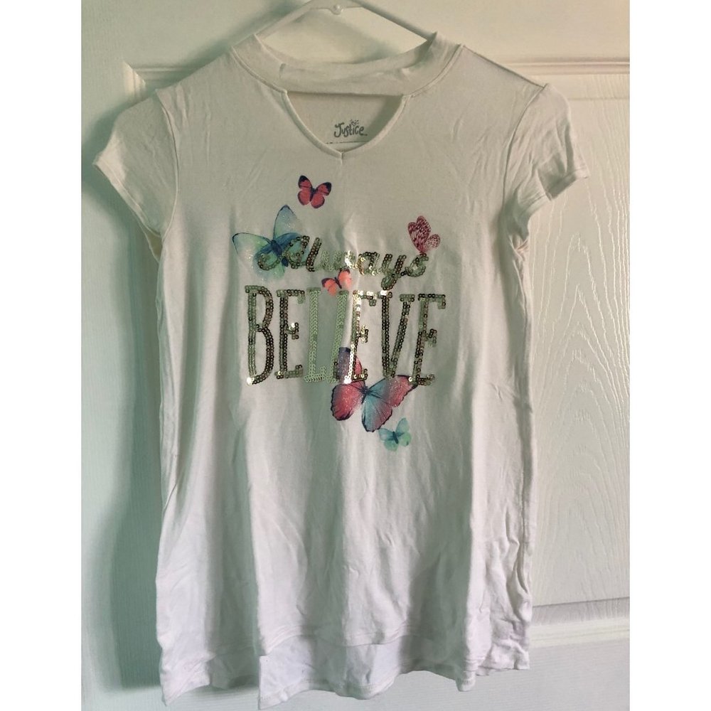 Girls Large White Butterfly Blouse